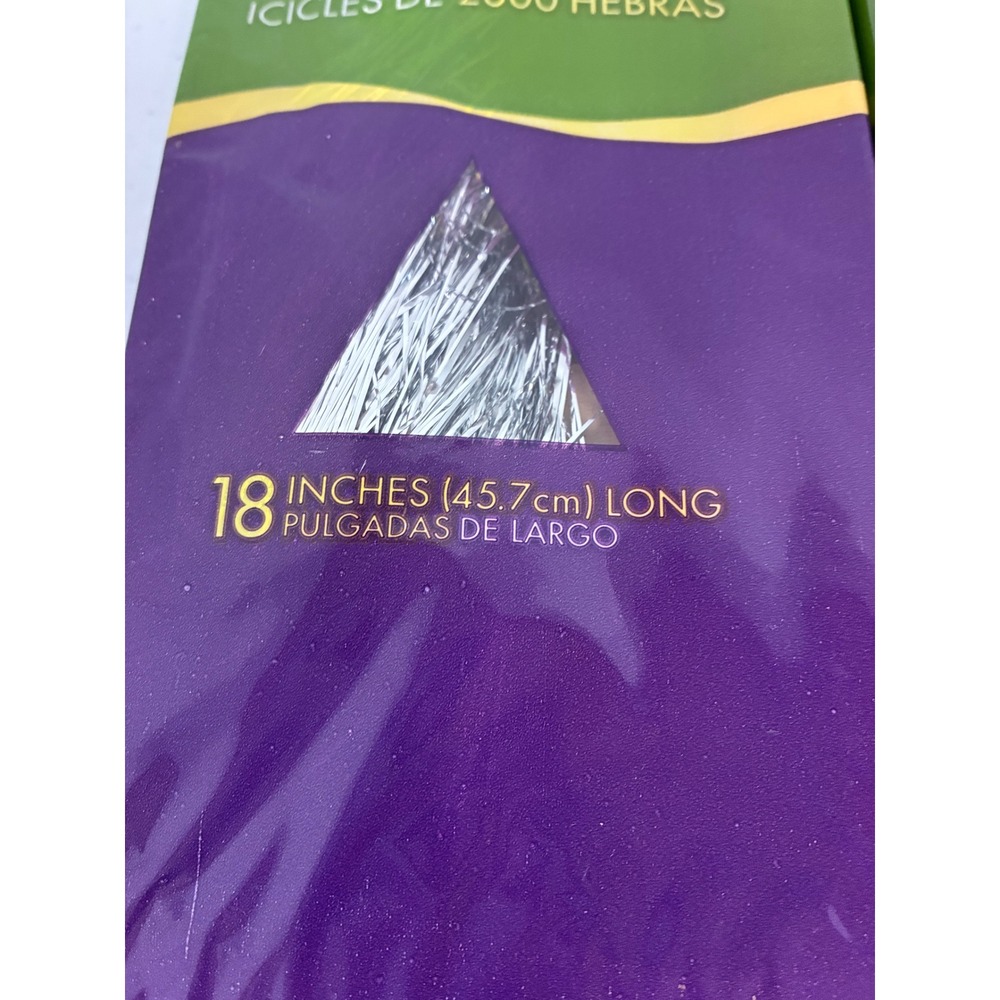 Holiday Time Silver Christmas Tree Tinsel Icicles 18 Inch Bulk Lot 8 Packs - Picture 4 of 5